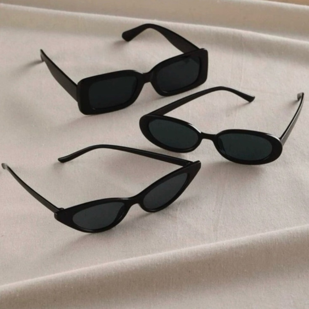 Y2K Black Fashion Cateye Retro Fashion Sunglasses 3 pair - Picture 5 of 6